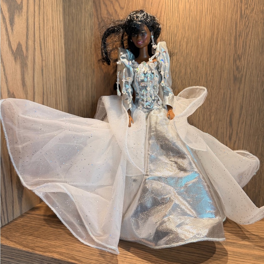 Vintage 1992 Holiday Barbie Doll in Silver and White Gown